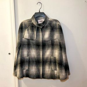 Forever 21 cape style coat, plaid, gray/black, size XS
